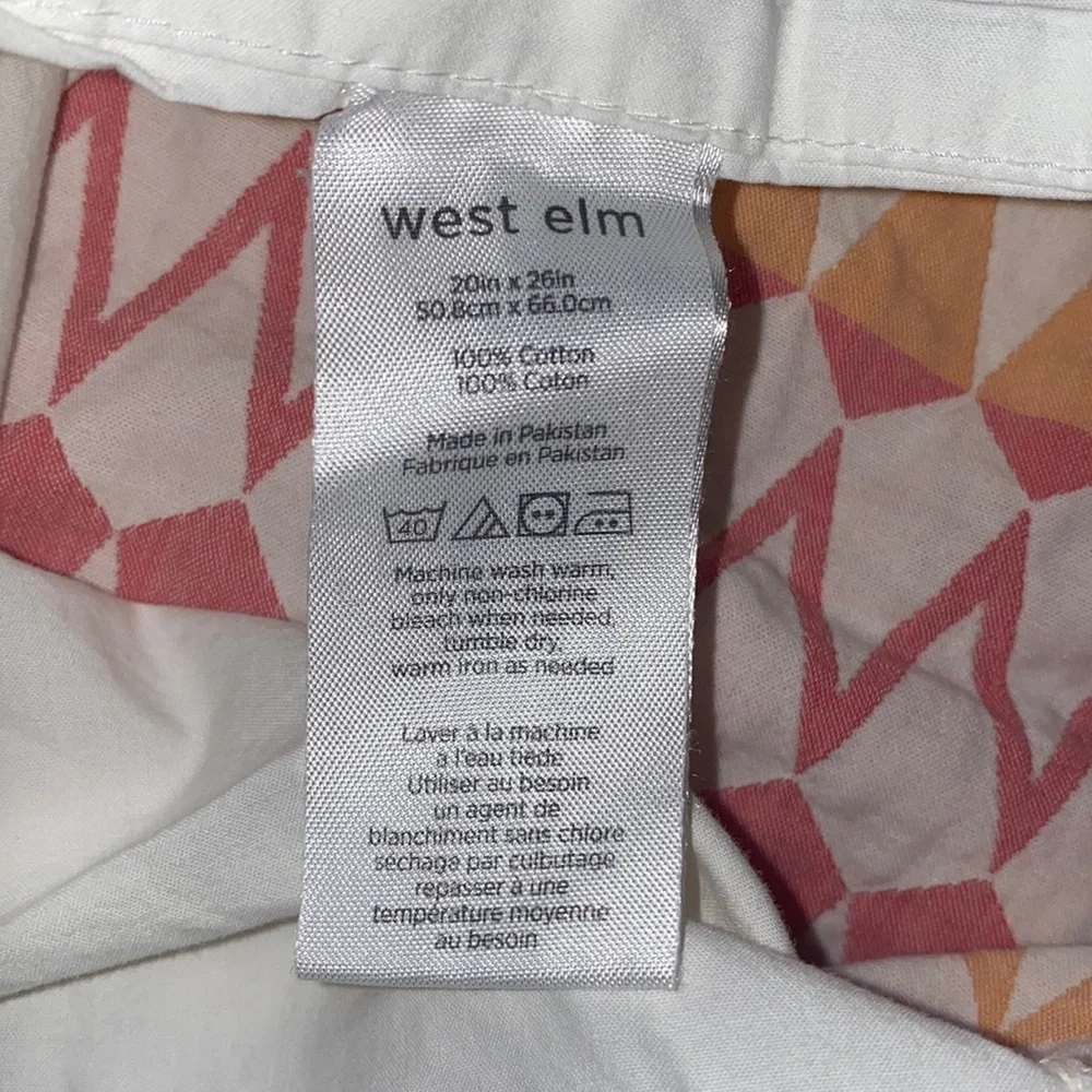 2 Cotton West Elm Pillow Cases Standard